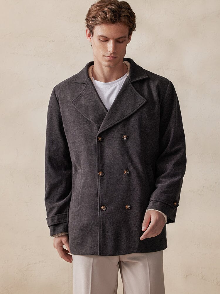 Revers-Doppelreiher Tweed-Mantel