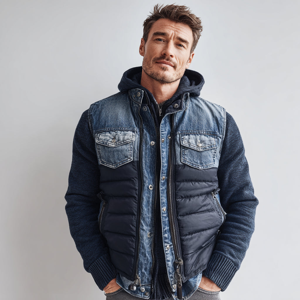 Théo | Gepolsterte Denim-Herrenjacke für den Winter