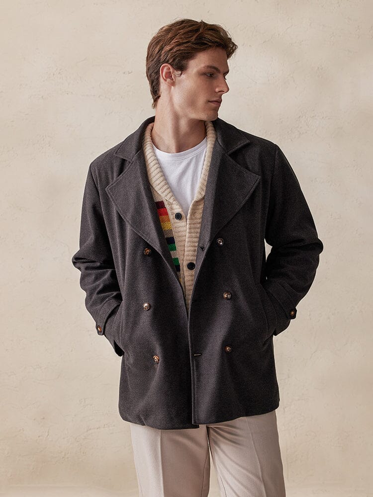 Revers-Doppelreiher Tweed-Mantel