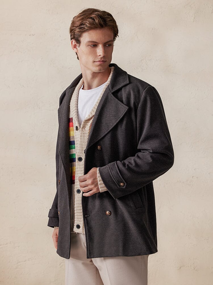 Revers-Doppelreiher Tweed-Mantel