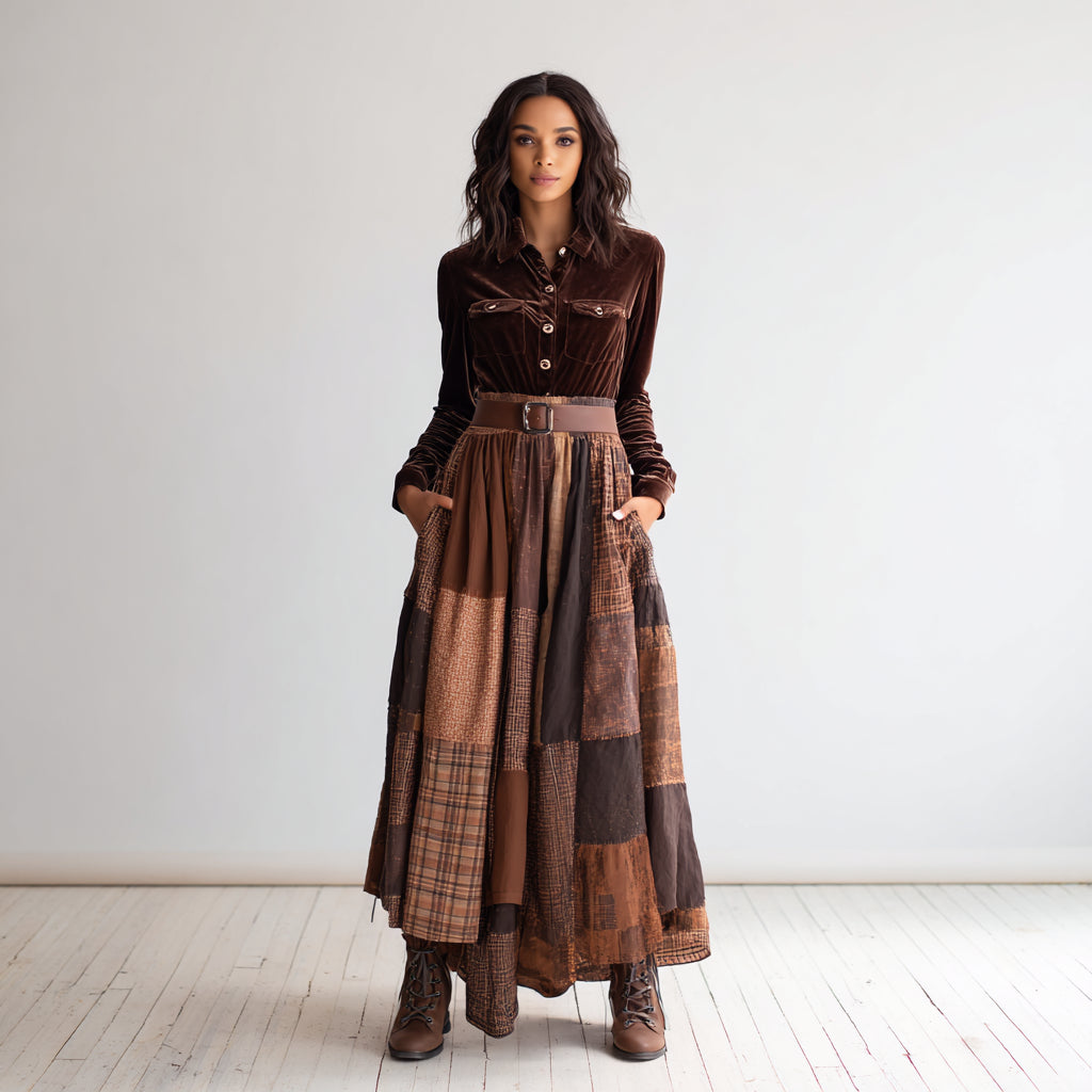 Azucena | Maxikleid aus Wildleder mit Gürtel