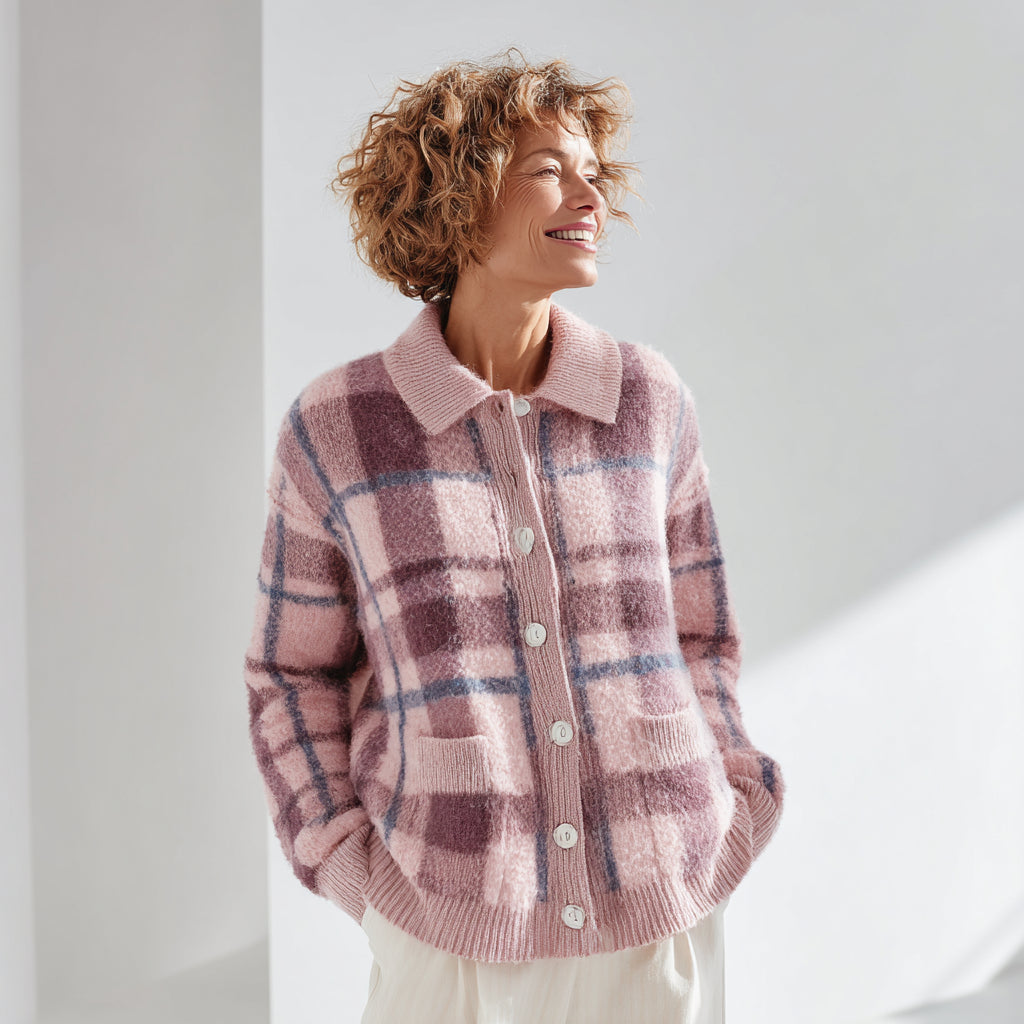 Anna™ | Weicher Karostrick-Cardigan